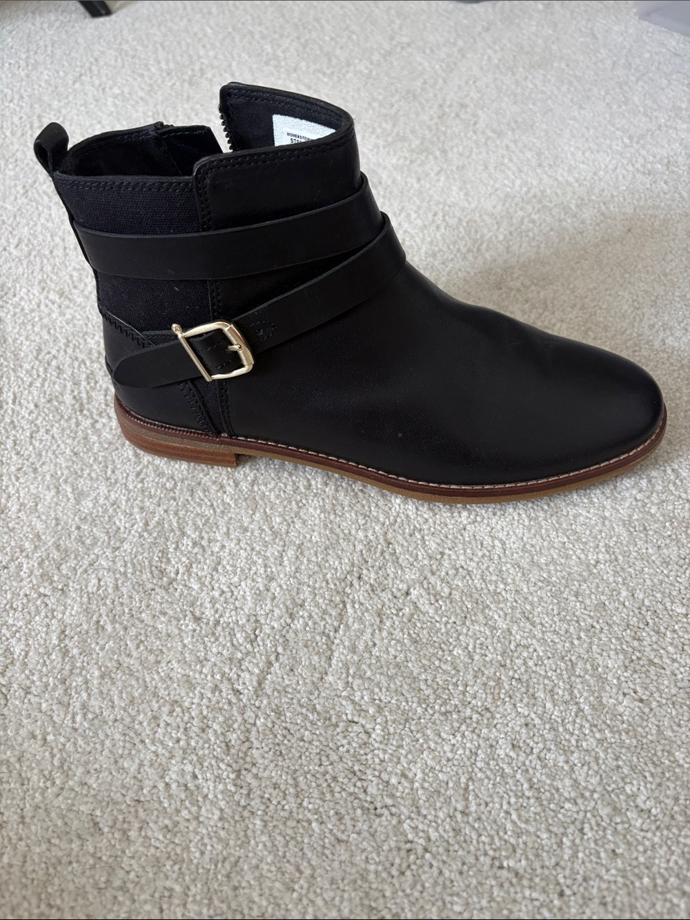 Sperry Black Leather Strap Ankle Boots with side zipper size 7.5 - Picture 2 of 8